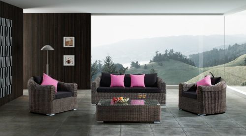 Outdoor Wicker Patio 5 Piece Steel Sofa Sectional Set