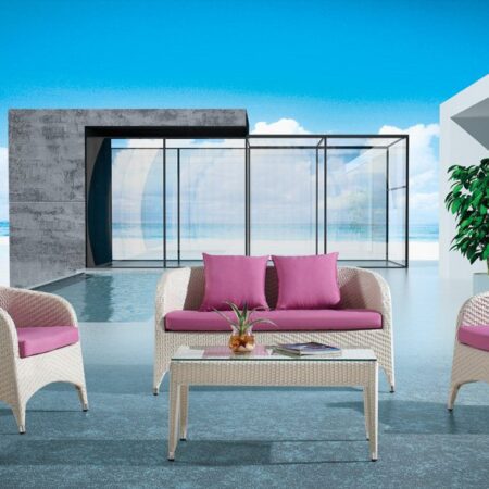 4 Piece Outdoor Wicker Loveseat Sofa Set