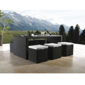 OUTDOOR 7 PIECE STEEL WICKER BAR SET