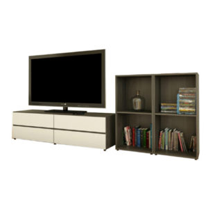 Tan TV Stand and Bookcase