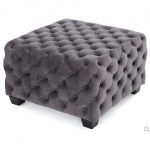 Plush Dark Gray Ottoman