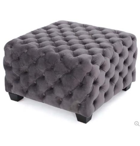 Plush Dark Gray Ottoman