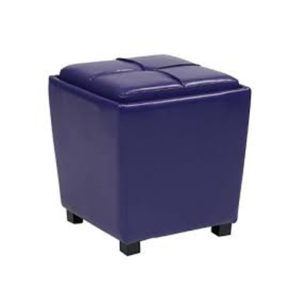 BLUE CUBE LEATHER OTTOMAN