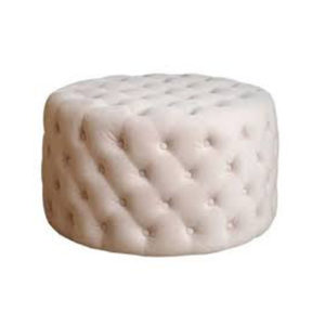 CIRCULAR IVORY VELVET OTTOMAN