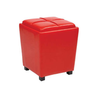 OTTOMAN RED CUBE LEATHER OTTOMAN