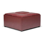 RADICCHIO RED LEATHER OTTOMAN