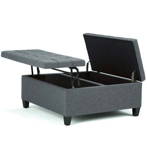 Slate Gray Storage Ottoman