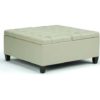 Satin Cream Storage Ottoman