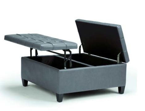 Stone Gray Storage Ottoman