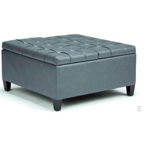 Stone Gray Storage Ottoman