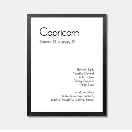 Capricorn Textual Framed Wall Art