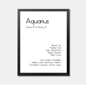 Aquarius Textual Framed Wall Art