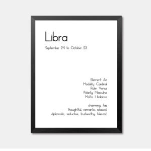 Libra Textual Framed Wall Art