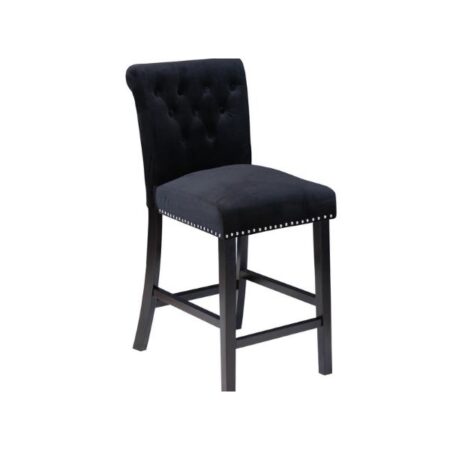 Tufted Black Bar Stool