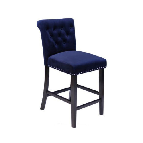 Tufted Blue Bar Stool