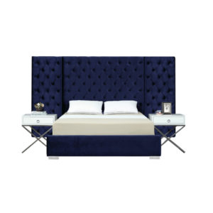 Velvet Bed with Night Stand