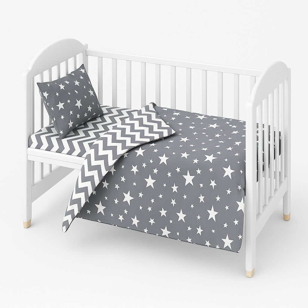 Grey Star 3 Piece Bed Set
