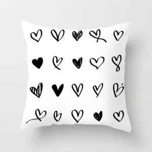 Monochrome Heart Throw Pillow