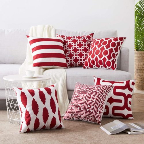 Abel Red Throw Pillow (Set of 6)