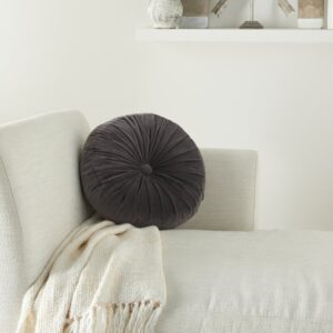 Dark Grey Round Throw Pillow