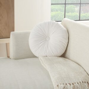 White Pleated Throw Pillow