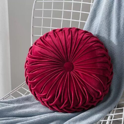 Red Pleated Throw Pillow