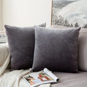 Grey Square Throw Pillow x 2