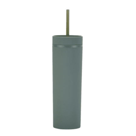 Skinny Tumbler with Straw and Lid -Olive Green