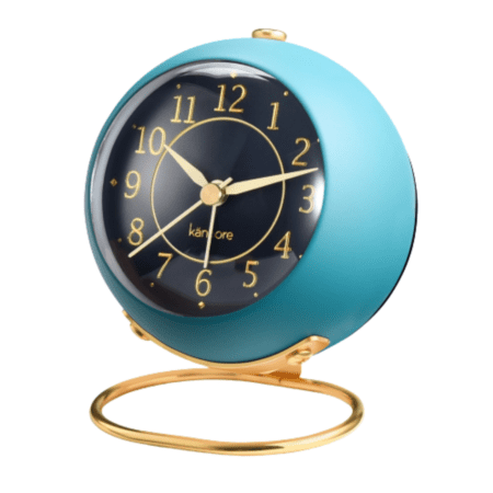 Retro Metal Clock with Night Light - Blue