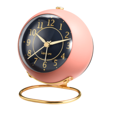Retro Metal Clock with Night Light - Pink