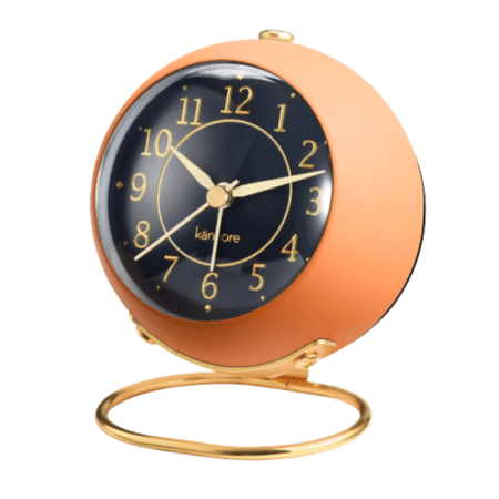 Retro Metal Clock with Night Light - Orange